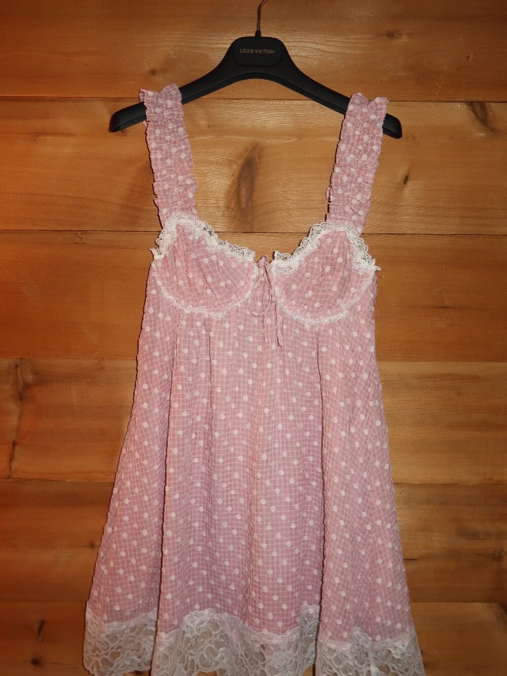 LIKE NEW Stunning Lace Polka Dot Pink Dress